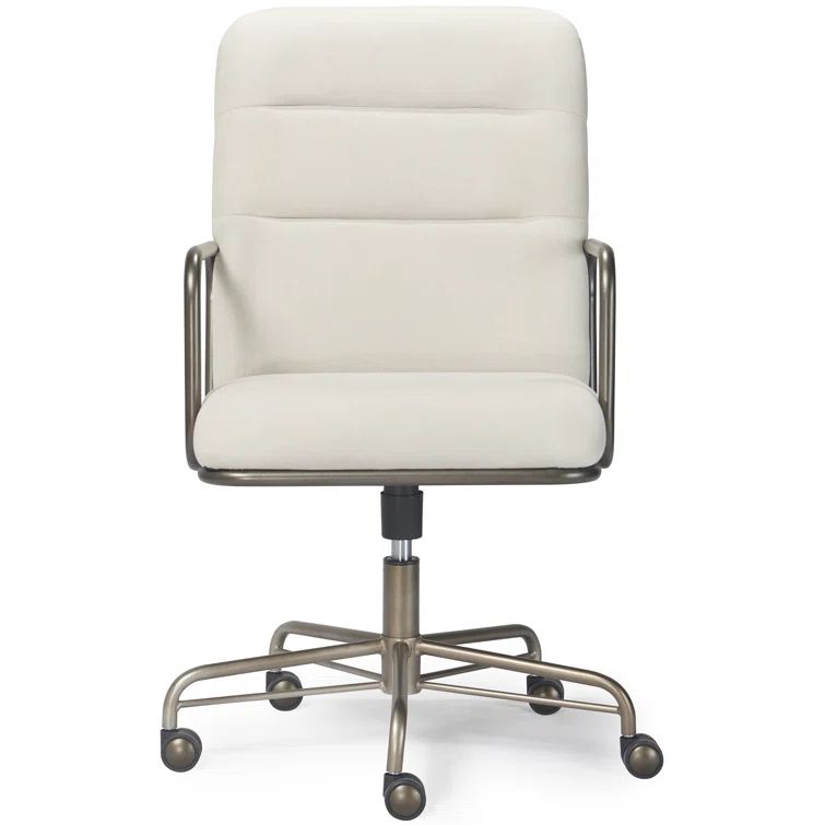 Cream High Back Leather Executive Swivel Office Chair