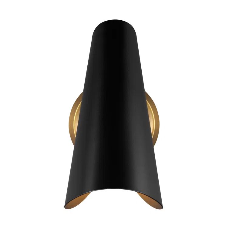 Tresa Midnight Black and Burnished Brass Dimmable Swing Arm Wall Sconce