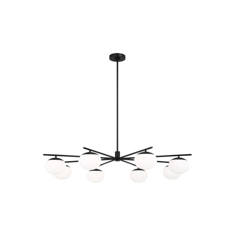 Lune Aged Iron 8-Light Globe Chandelier with Milk White Glass