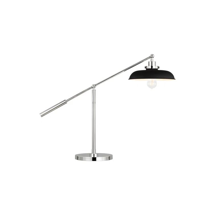 Polished Nickel and Midnight Black Adjustable Desk Lamp