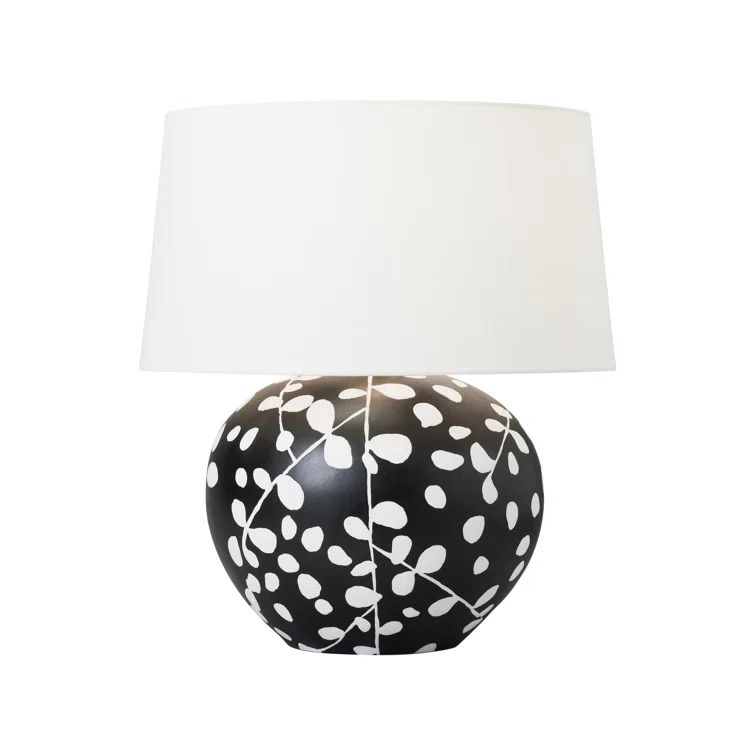 Black and White Ceramic Table Lamp with Linen Shade