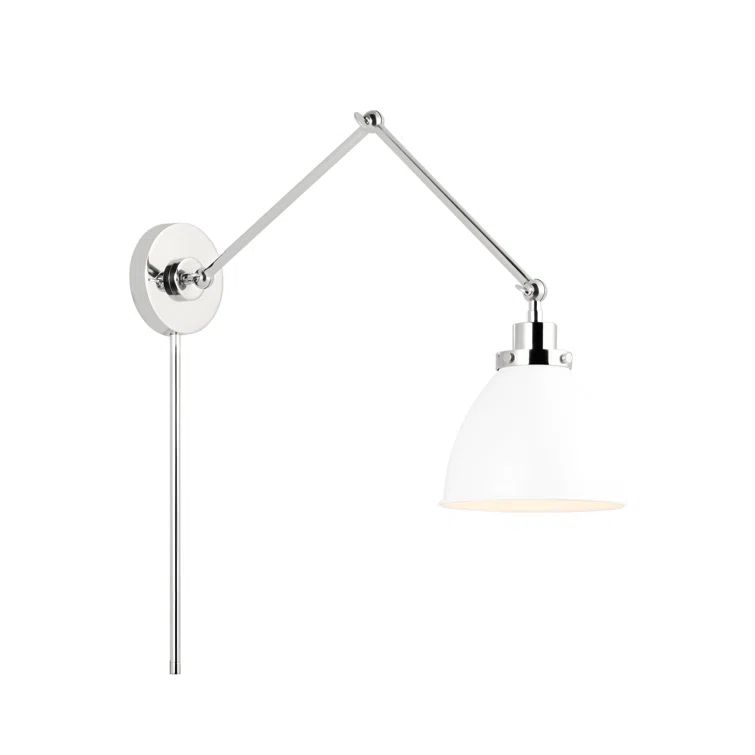 Wellfleet Matte White and Polished Nickel 14" Dimmable Armed Sconce