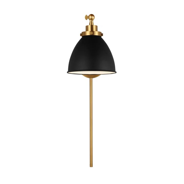 Midnight Black and Burnished Brass Dimmable Plug-In Sconce