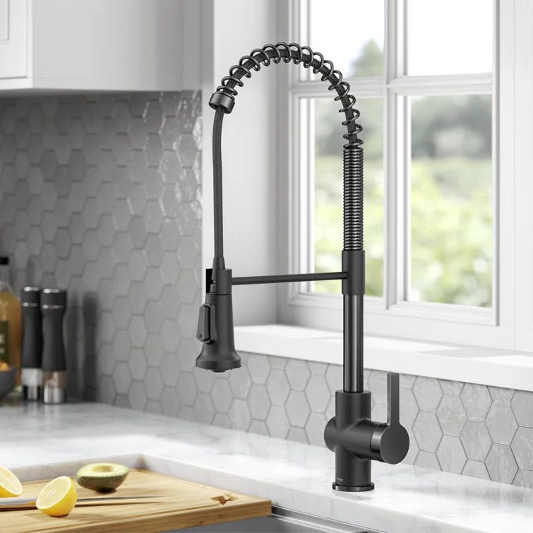 Matte Black Stainless Steel Commercial Style Kitchen Faucet with Pull-out Spray