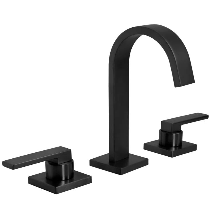 Lura Matte Black Brass & Zinc Widespread Bathroom Faucet