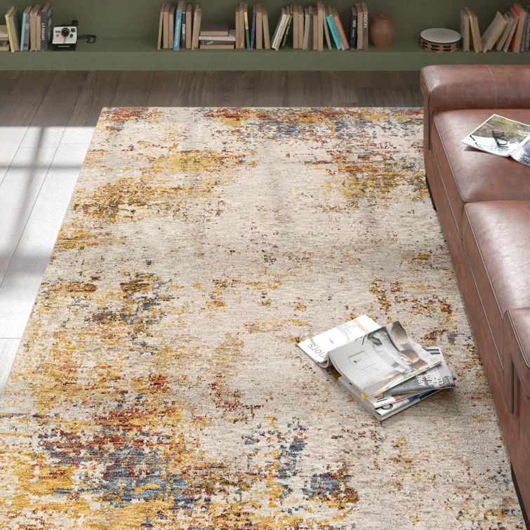 Gray 10' x 14' Washable Synthetic Rectangular Rug