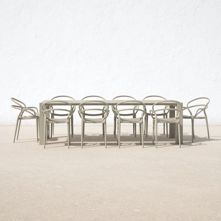 Mila Taupe Extendable 10-Person Outdoor Dining Set with Stackable Chairs