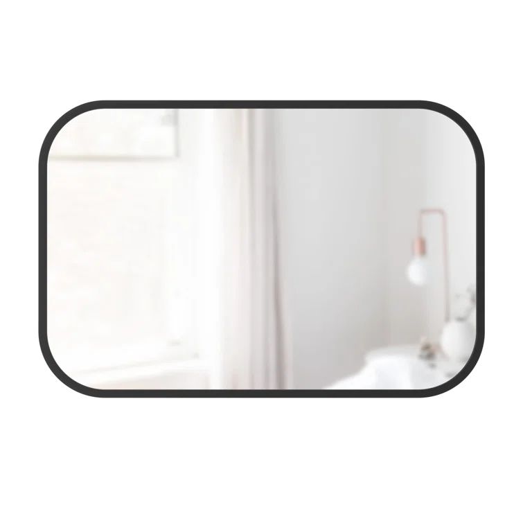 Umbra Hub 38'' Black Rectangular Rubber Rimmed Mirror