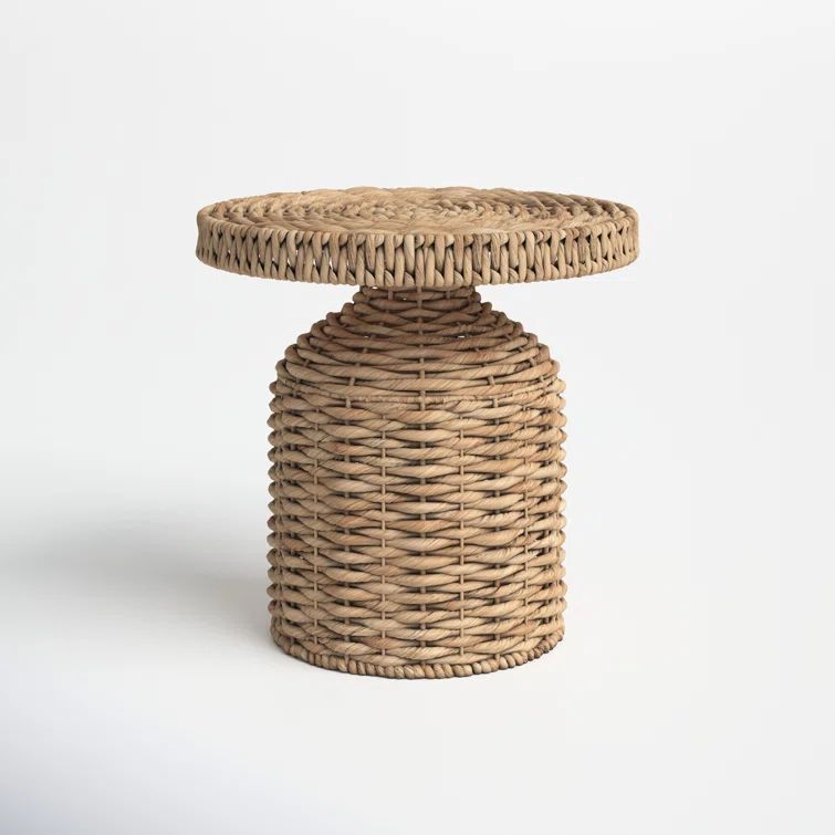 Luna Natural Light Tone Round Water Hyacinth End Table