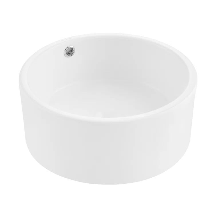 Monaco 16.5" Round Matte White Ceramic Vessel Sink