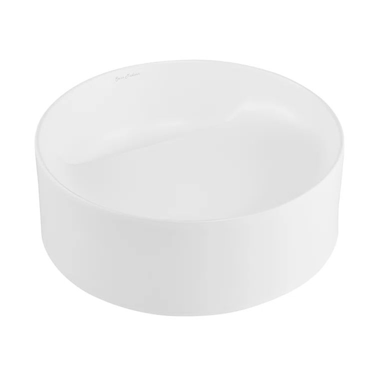 Beau 16.5'' Matte White Ceramic Round Vessel Bathroom Sink