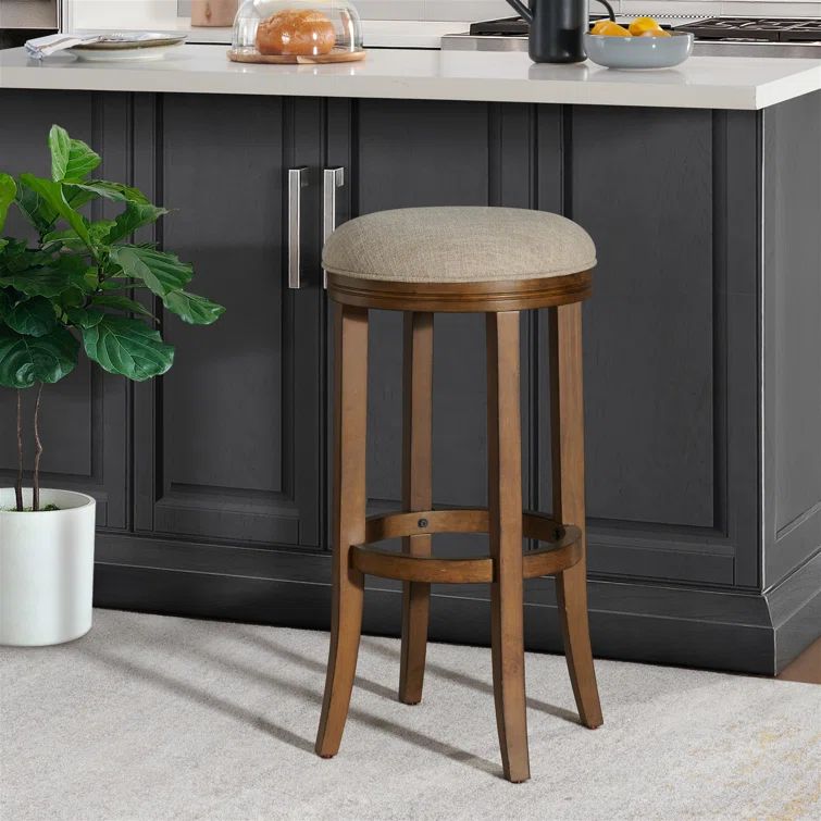 Natick 30" Brown Wood Backless Bar Stool
