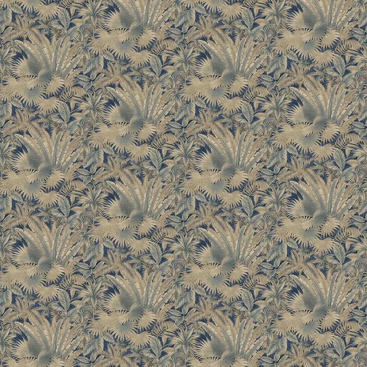 Denim Blue Palm Frond Peel & Stick Vinyl Wallpaper Roll