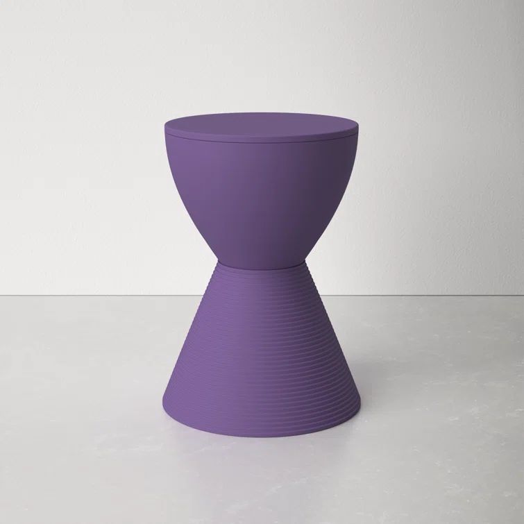 Purple Ribbed Hourglass Polypropylene End Table