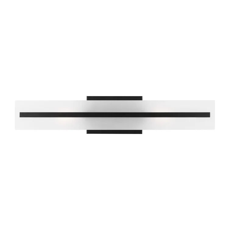 Midnight Black Steel 24" Bath Vanity Light with Satin Etched Glass Shades