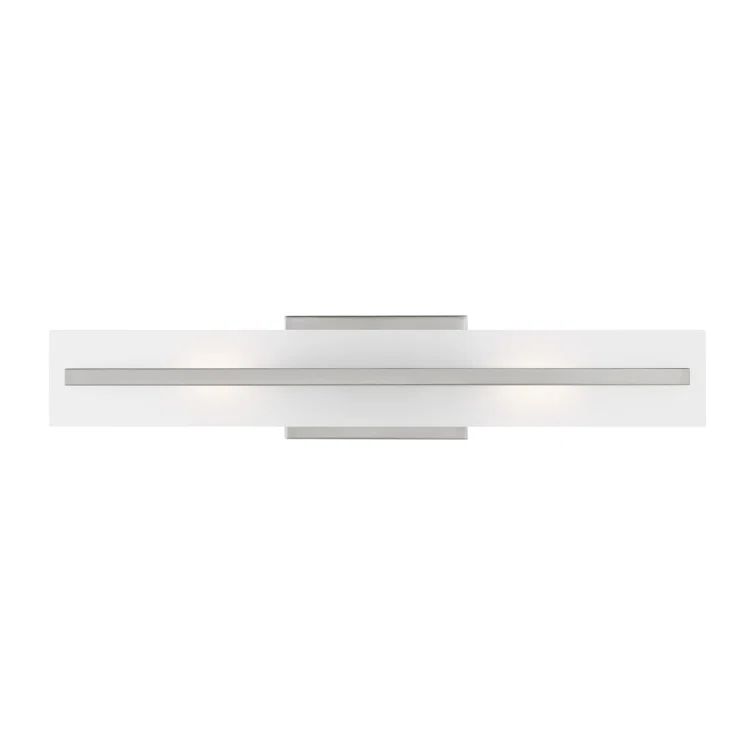 Modern Brushed Nickel 2-Light Bath Vanity with Satin Etched Glass