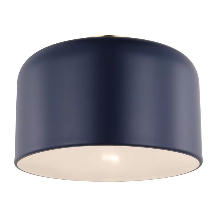 Navy Steel and Brass 10.75" Flush Mount Ceiling Light