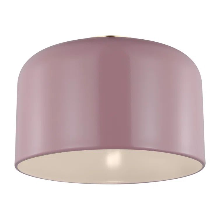 Rose Brass and Glass 10.75" Flush Mount Ceiling Light