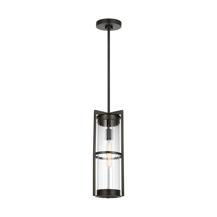 Antique Bronze 61.5" Outdoor Pendant with Clear Fluted Glass Shade
