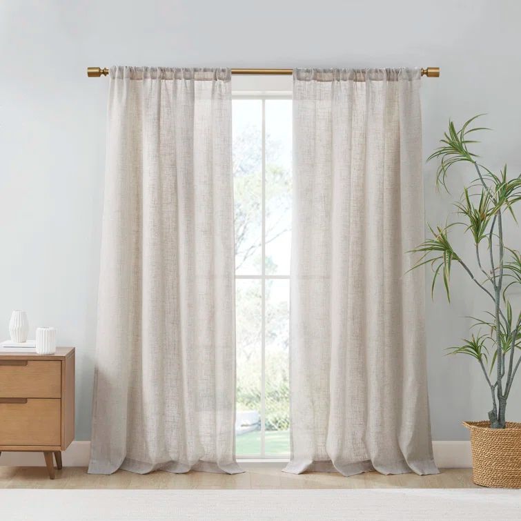 Natural Linen Blend Light Filtering Curtain Panel Pair