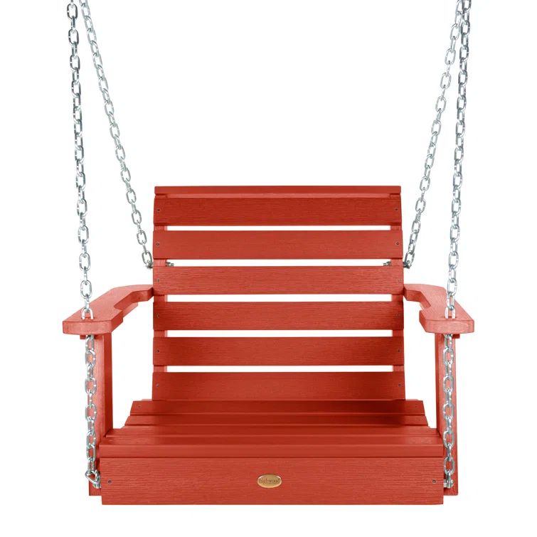 Rustic Red Recycled Plastic Single Seat Porch Swing