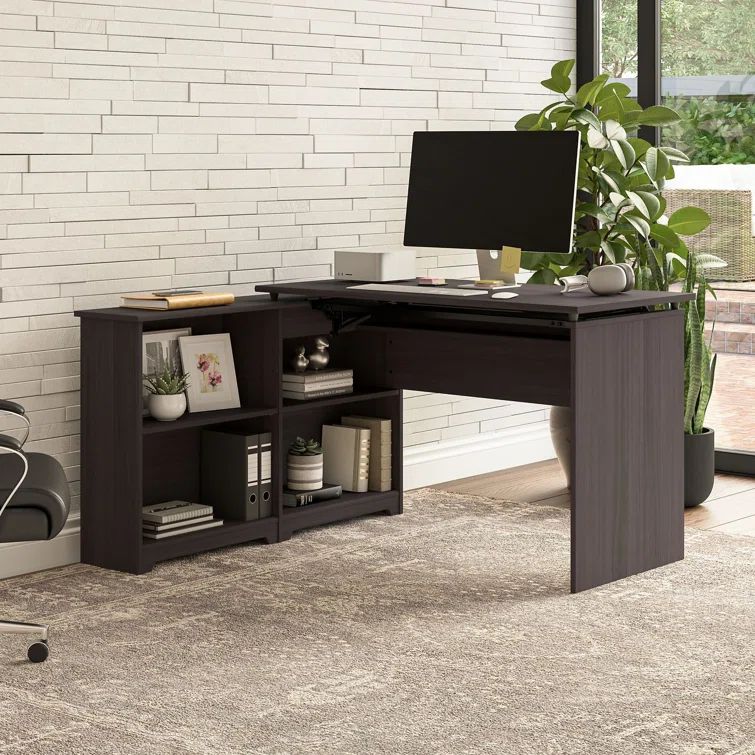 Heather Gray Adjustable Height Standing Writing Table with Shelves