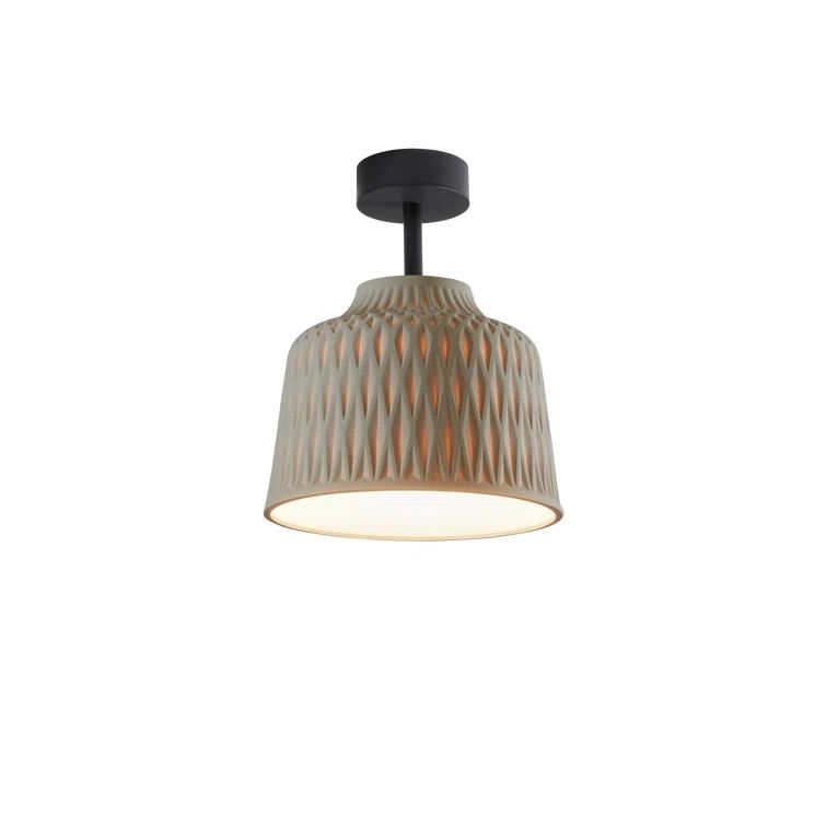 Black Light Gray 11.81" LED Outdoor Semi Flush Mount with Silicone Shade