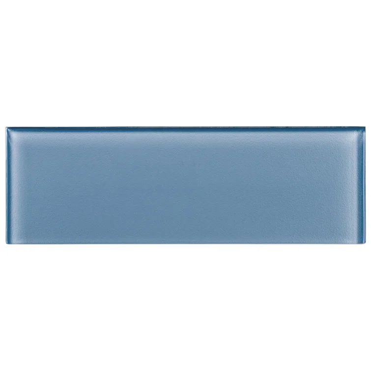 Enchant-Elle Lore Blue Matte Glass Subway Tile 4-in x 12-in