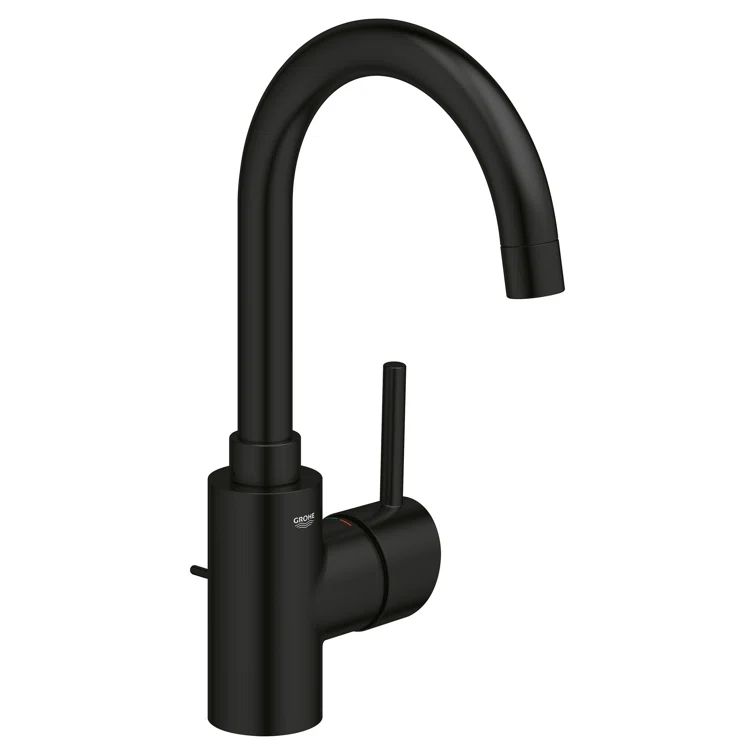 Matte Black Single Hole Swivel Bathroom Faucet with Handle