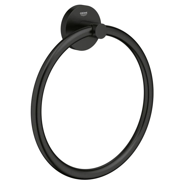 Matte Black Round Metal Wall Mounted Towel Ring