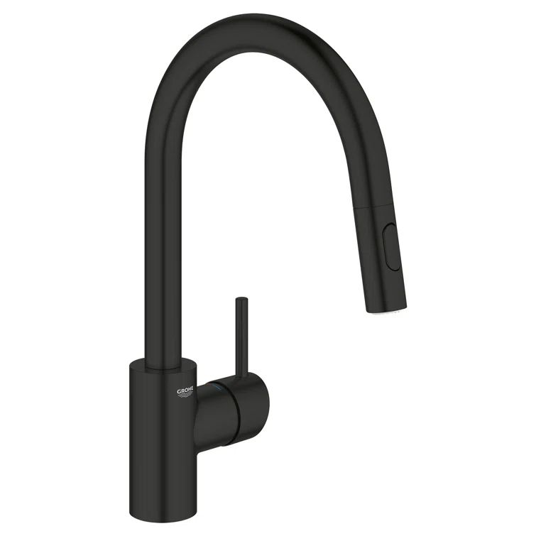 Sleek Matte Black Single-Handle Pull-Down Kitchen Faucet