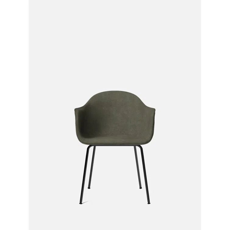 Elegant Harbour High-Back Upholstered Arm Chair in Black Steel and Fiord Wool