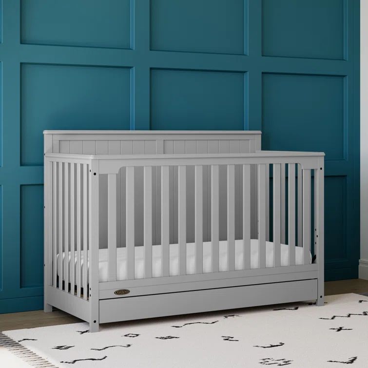 Pebble Gray 5-in-1 Convertible Crib with Storage Drawer