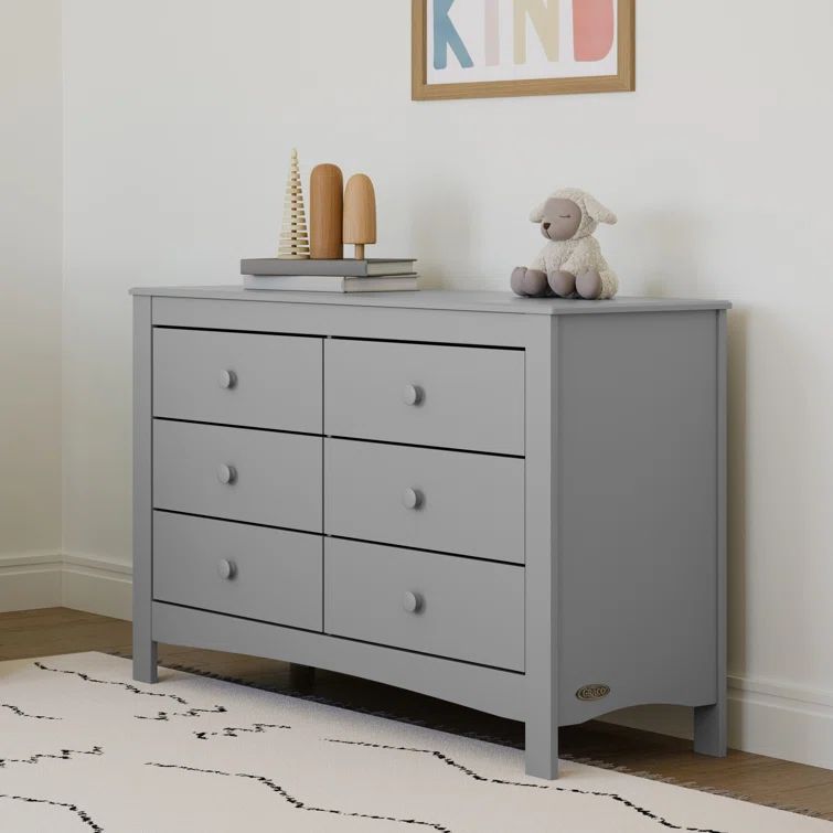 Pebble Gray Noah 6-Drawer Nursery Dresser, GREENGUARD Certified
