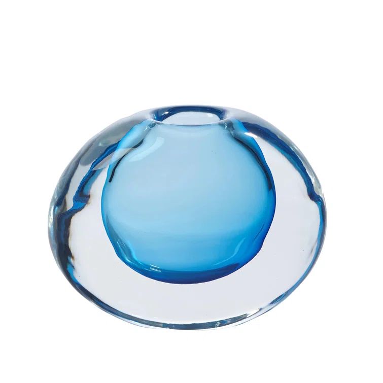 Light Blue Artisan Crafted Glass Decorative Table Vase