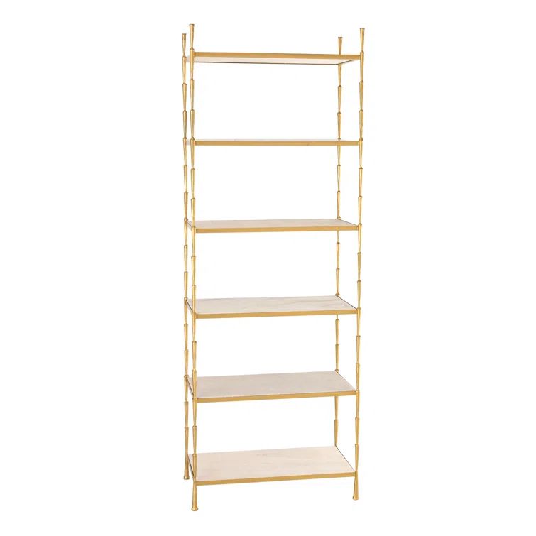 Antique Brass 6-Tier Iron Etagere with Gloss Finish