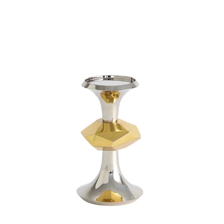Gabriel Brass and Nickel 8" Pillar Candle Holder