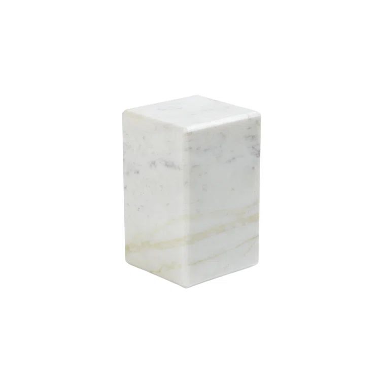 Banswara White Marble Mini Pedestal with Beveled Edges, 8"x5"