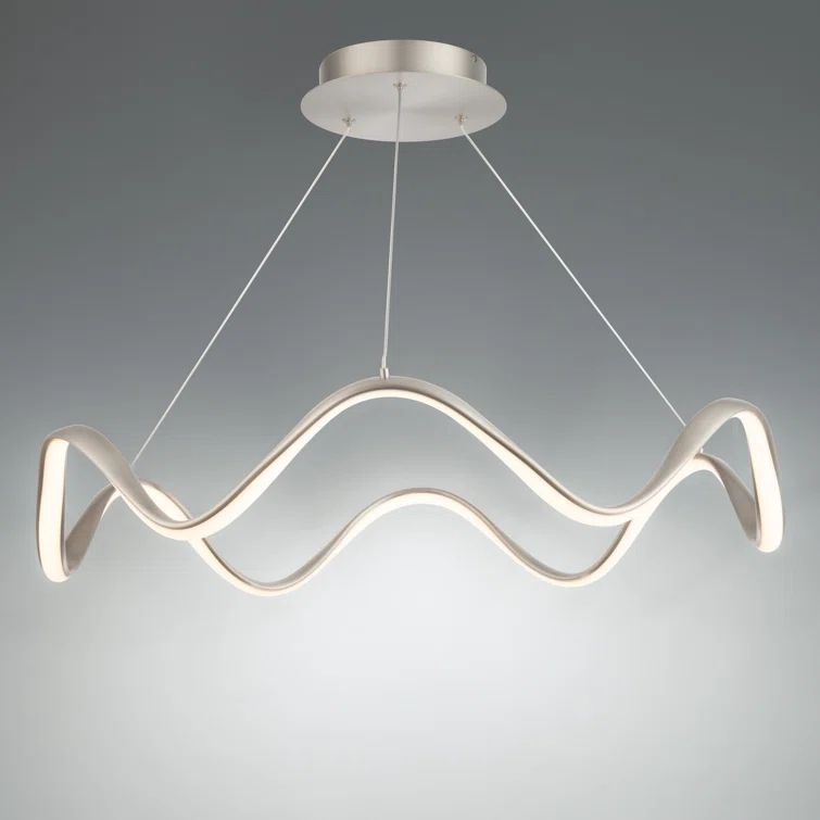 Morae Brushed Nickel 30" LED Pendant with White Opaque Shade