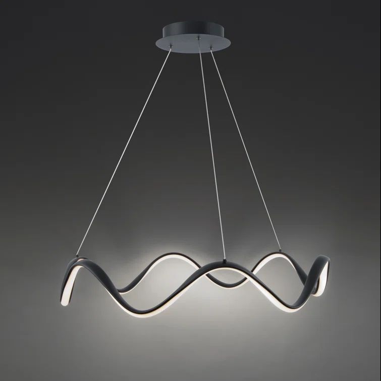 Morae Contemporary 30" Black LED Pendant with White Opaque Shade