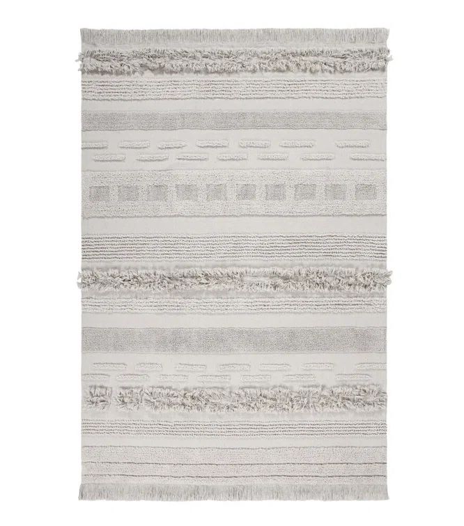 Early Hours 4' x 6' Flat Woven Natural Stripe Wool-Cotton Blend Rug