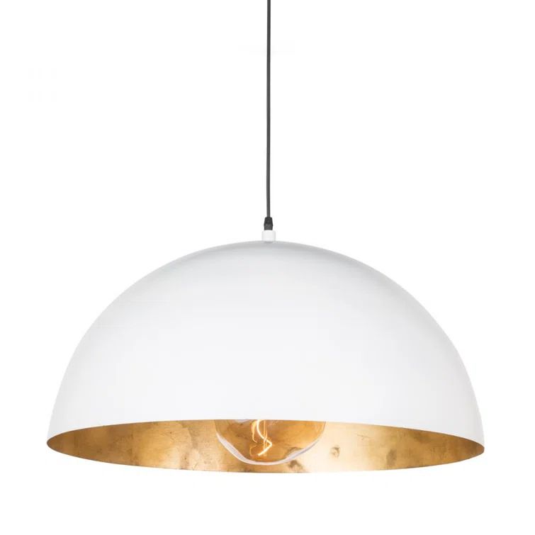 Large White and Gold Bowl Pendant Light