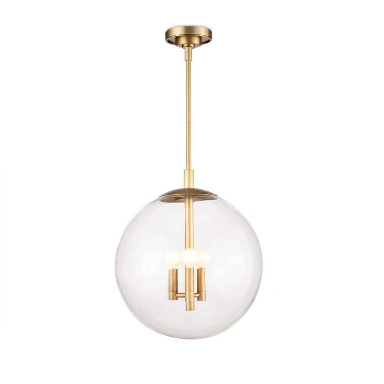 Natural Brass Mini Globe Pendant Light with Clear Glass