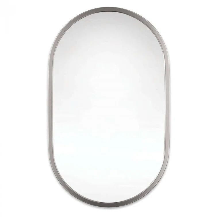 Oval Silver Nickel Minimalist Accent Mirror