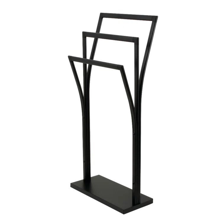 Matte Black Freestanding Y-Style Towel Rack with Triple Bars