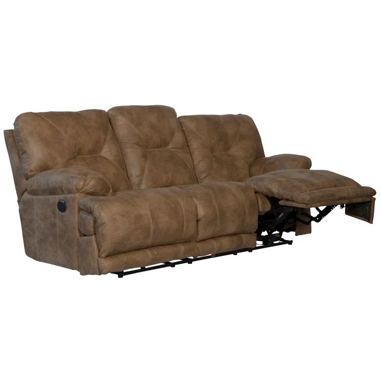 Voyager Brandy Faux Leather Tufted Sectional with Pillow-top Arm