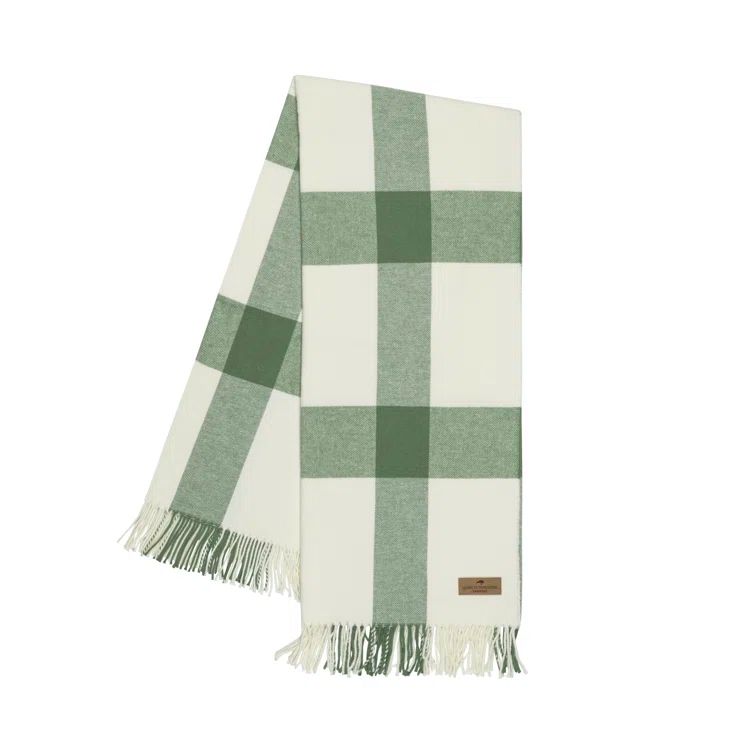 Olive Wellington Plaid Cotton Acrylic Throw Blanket