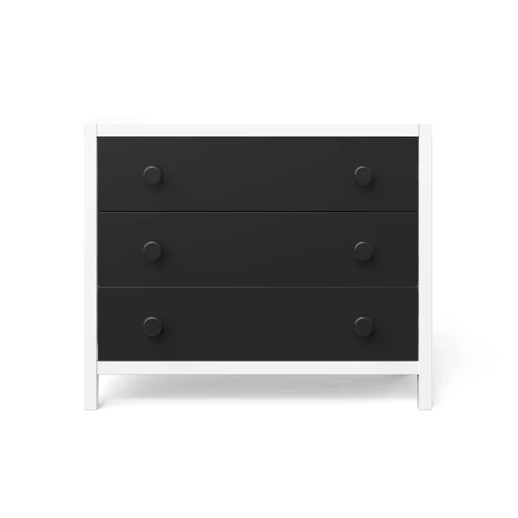 Orbit 42" Ebony and Matte White 3-Drawer Nursery Dresser