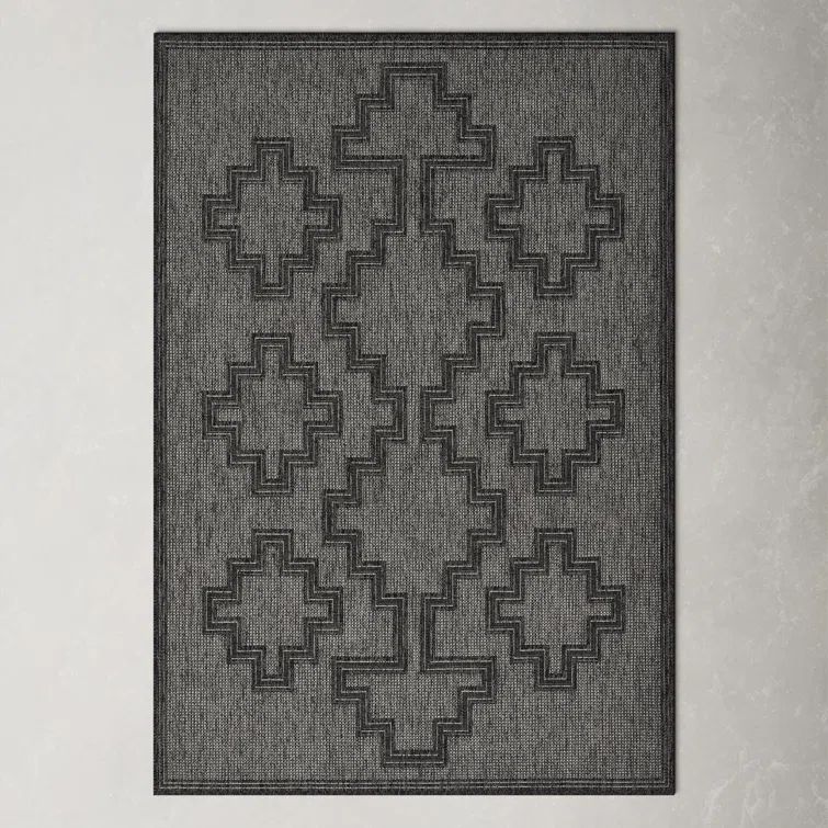 Ava Blue Rectangular Indoor/Outdoor Rug 6'6" x 9'