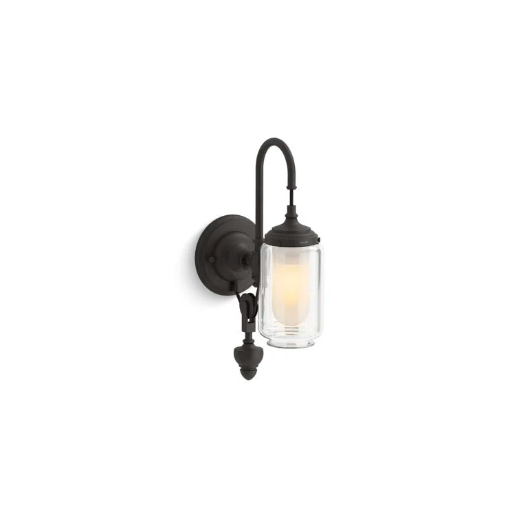 Matte Black Brass and Glass Adjustable Wall Sconce